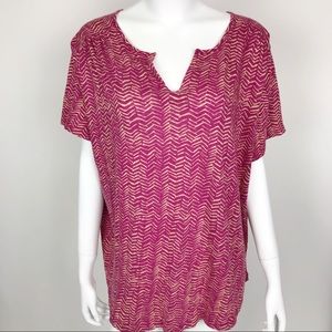 Lucky Brand Pink and Yellow Short Sleeve Shirt